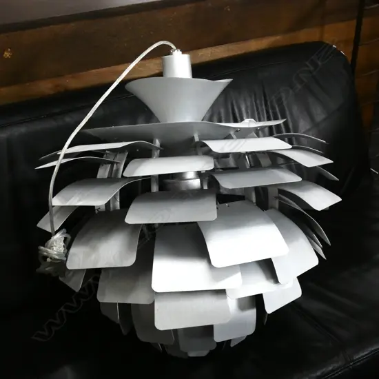 SILVER METAL LOUIS POULSEN STYLE ARTICHOKE PENDANT H.600mm