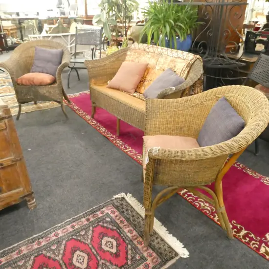 3 PCE OUTDOOR WOVEN CANE / RATTAN SUITE AF