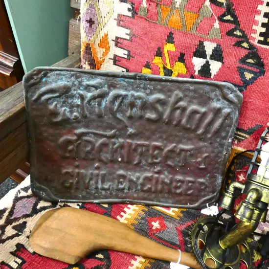 ART NOUVEAU COPPER ARCHITECT SIGN 295x410mm