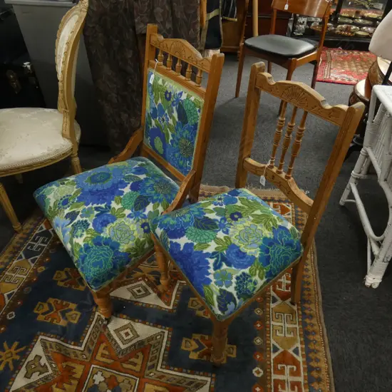2 UPHOLSTERED EDWARDIAN CHAIRS 