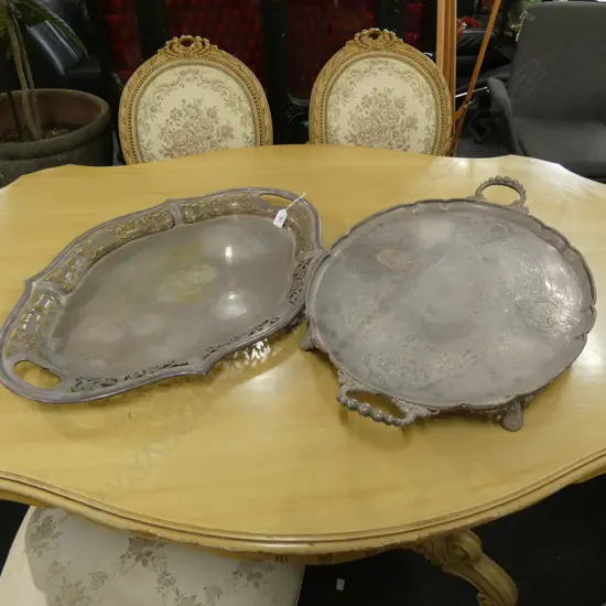 2 LARGE SILVER PLATE TRAYS L.650mm