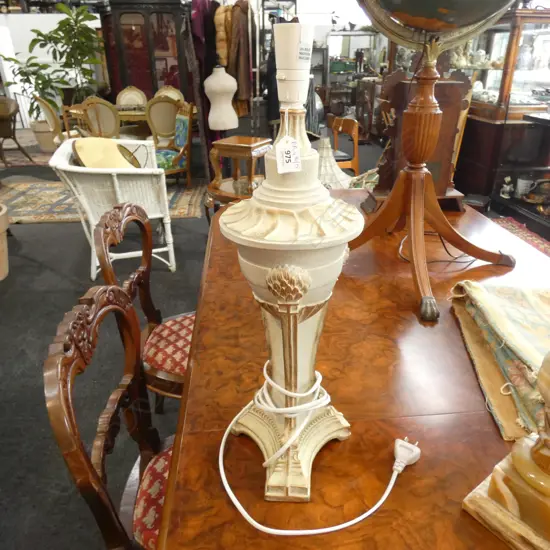 WHITE & GILT LAMP BASE H.550mm