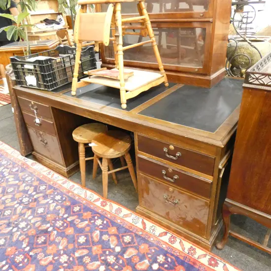 LARGE LEATHER TOPPED DESK