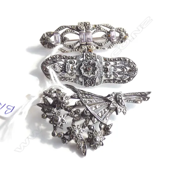 3 VINTAGE STG SILVER BROOCHES