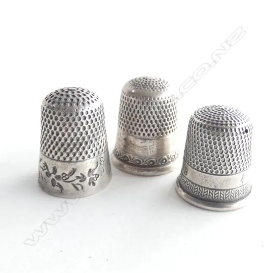 THREE OLD STG SILVER THIMBLES