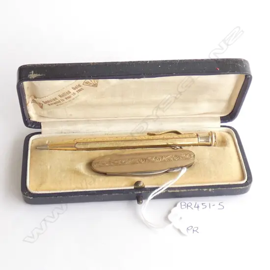 (19508) VINTAGE ROLLED GOLD PENCIL & POCKET KNIFE - IN ORIGINAL BOX