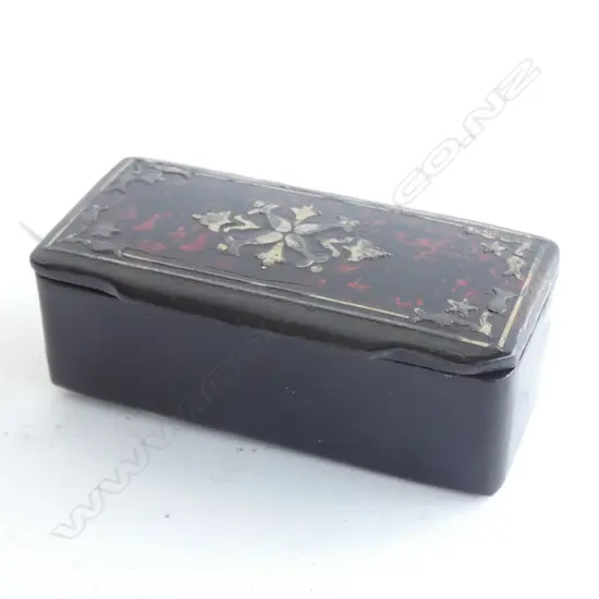 VICTORIAN  PAPER MACHE AND INLAID SNUFF BOX
