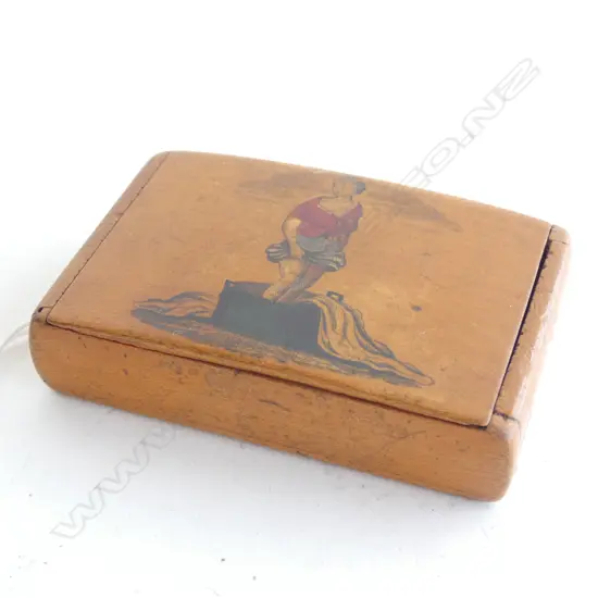 VICTORIAN SMALL WOOD AND PAINTED SNUFF BOX