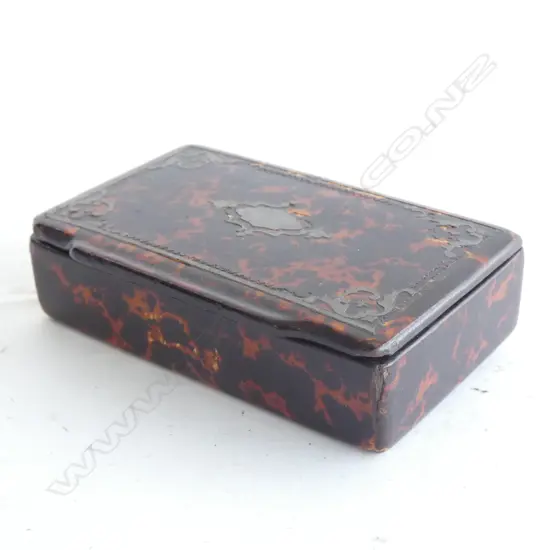 VICTORIAN PAPER MACHE AND INLAID CUT STEEL SNUFF BOX