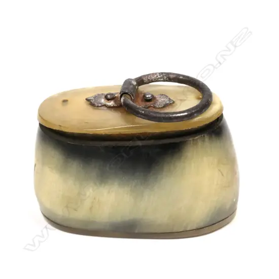 A 19thC horn snuff box
