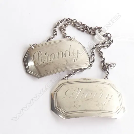 (19914) PR STG SILVER BOTTLE TAGS - SHERRY & BRANDY 30GMS