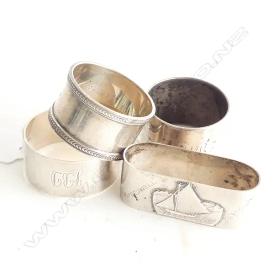 4 STG SILVER NAPKIN RINGS 162 GRAMS