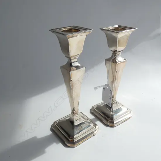PR STG SILVER CANDLE HOLDERS H. 140MM - BIRMINGHAM 1915