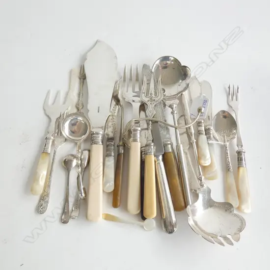LOT ASST CUTLERY WITH ONE STG SILVER M.O.P SPOON