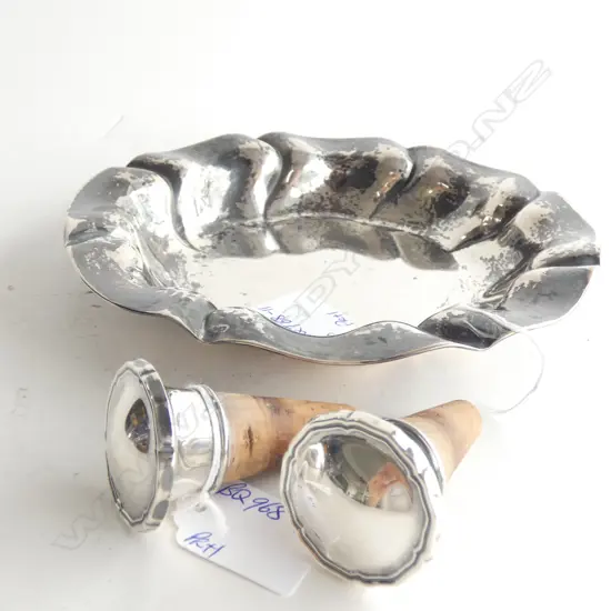 GERMAN SILVER 835 DISH 132GMS +  800 SILVER STOPPERS