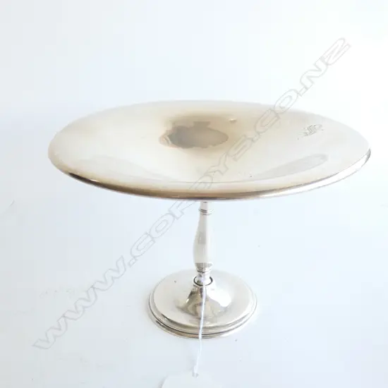 AMERICAN 'INTERNATIONAL STERLING' SILVER BONBON TAZZA, on BALUSTER STEM FOOT, MONOGRAMMED 'S'. 253gm