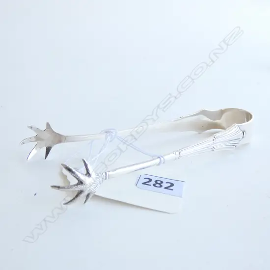 PR SILVER CLAW BOWL SUGAR TONGS by J COLYER & Co, B'HAM 1905.