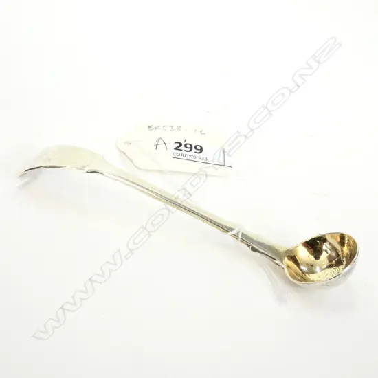 Wm. IV SILVER MINIATURE CREAM LADLE by Wm CHAWNER, LONDON 1830, FIDDLE PATTERN. GILT BOWL. 22gm