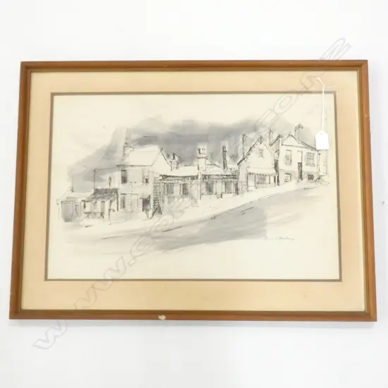 SHONA McFARLANE PEN AND INK OF HOUSES 370 X 470mm