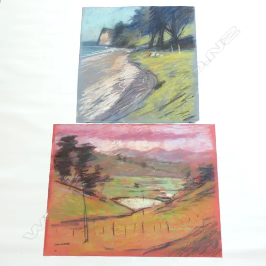 JOHN HORNER (b.1944 - ) TWO PASTEL LANDSCAPES, SIGNED. UNFRAMED  500 x 530 and 640 x 500mm.