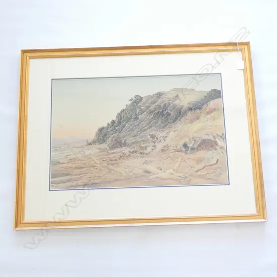 FRAMED WATERCOLOUR 'OHIWA FORESHORE' BY GORDON TUCK  390 X 600MM