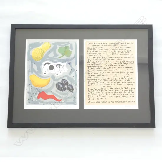 RODNEY FUMPSTON PORK RECIPE 18/100 x 2 FRAMED AS 1. 290mm x 220mm 