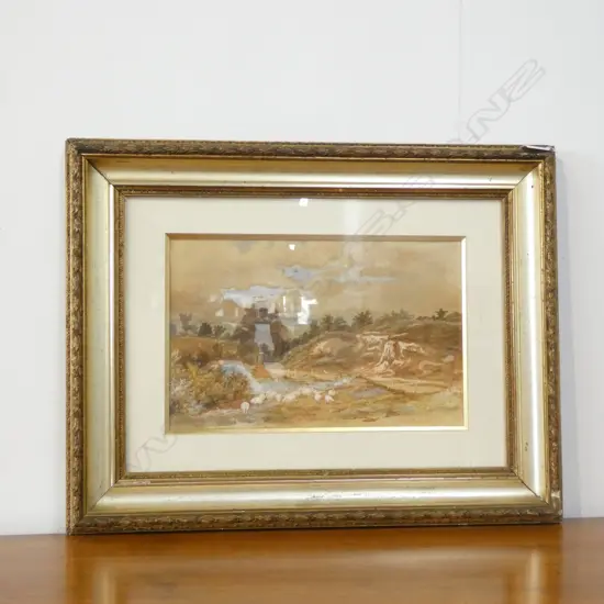 ARTIST UNKNOWN, W/C LANDSCAPE 230x355mm GILT FRAME