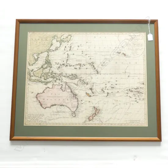 1802 FRAMED MAP - AUSTRALIA (NEW HOLLAND) & POLYNESIA 600 X 480MM
