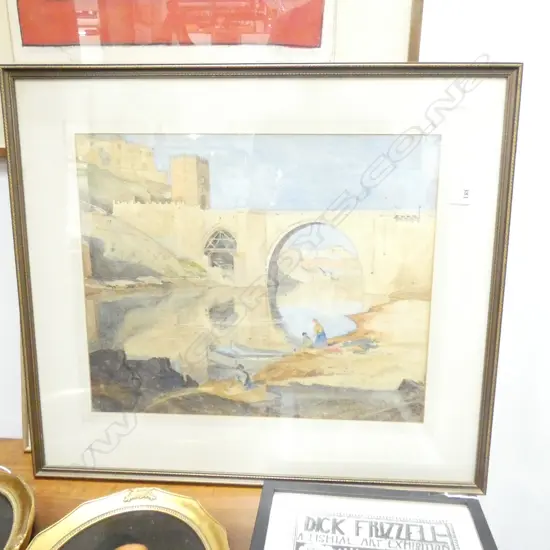 A BAXTER W/COLOUR RIVER SCENE FOXING 360 X 450 MM