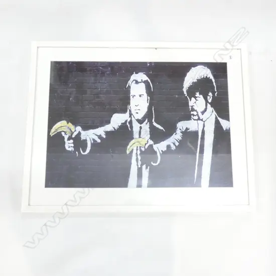 FRAMED BANKSY PRINT 'PULP FICTION' 410 X 575mm (IMAGE) 