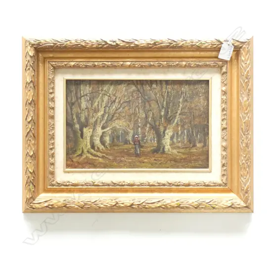 ARTIST UNKNOWN GILT FRAMED FOREST OIL 180x290mm
