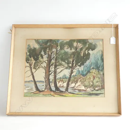 LINCOLN LEE WATERCOLOUR 'MILL BAY NEAR CORNWALLIS' 1957...