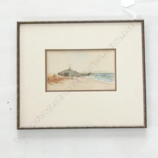 WATERCOLOUR 'CAVE ROCK' BY J. HOLLOBON 180 X 100MM