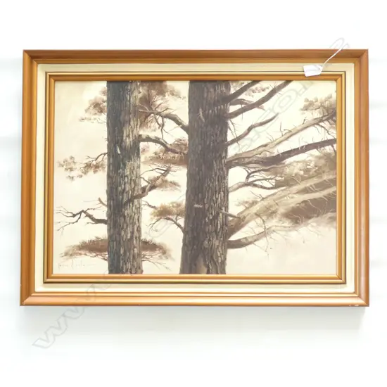 OIL ON BOARD 'PINE TREES' BY WAYNE SINCLAIR  570 X 390MM