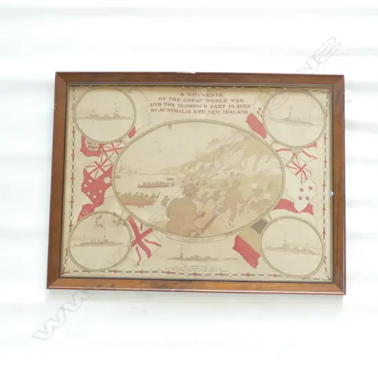 FRAMED SOUVENIR OF GALLIPOLI WWI 420 X 580MM