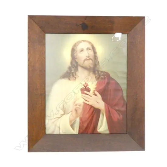 LARGE RELIGIOUS PRINT - JESUS AND THE SACRED HEART 550 X 430mm