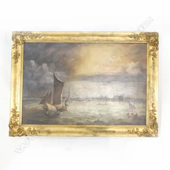 GIBBS OIL PAINTING LONDON ON THE THAMES A.F SCRATCH