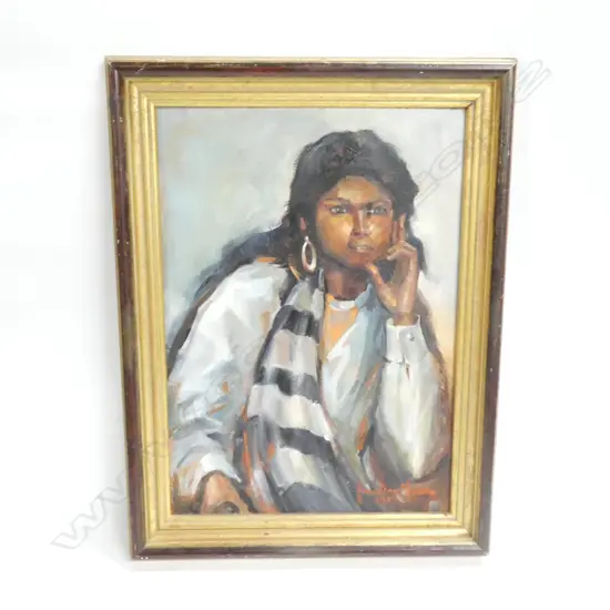 ERNESTINE MADDOX 'DREAMER' OIL ON BOARD 1987 420x295mm 
