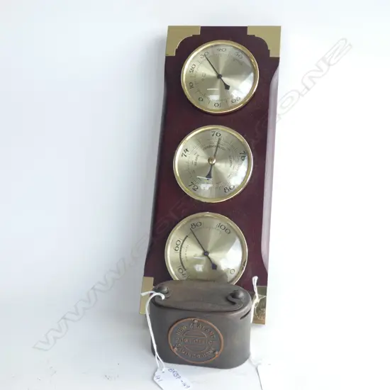 OLD NZ POST OFFICE SAVINGS BANK MONEY BOX & WALL BAROMETER