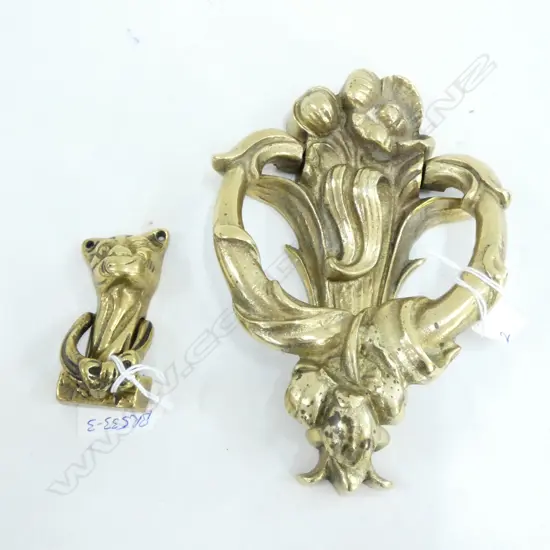 LGE CAST BRASS DOOR KNOCKER FLORAL + SMALLER...