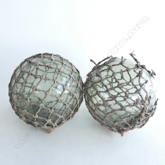 PR JAPANESE GLASS FISHING FLOATS WITH NETS (1 NET A/F)  DIA  APPROX. 130MM
