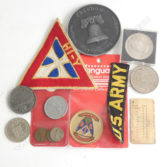 (19592) BAG OLD MEDALS / CLOTH BADGES / COINS ETC.