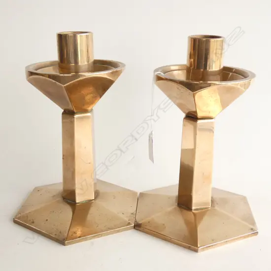 PR VERY HEAVY POLISHED BRONZE CANDLE HOLDERS  H. 230MM
