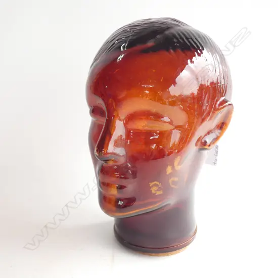 AMBER GLASS MALE HEAD - H. 270MM