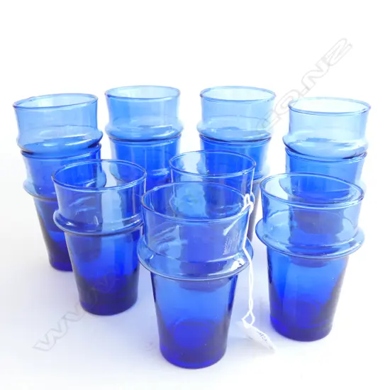 SET OF 12 HAND BLOWN BLUE CUPS H.100mm