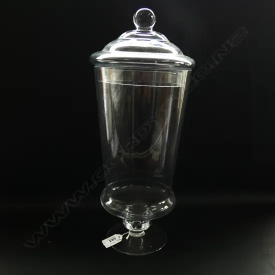 LARGE LIDDED HURRICANE VASE / CANDY JAR H.385mm