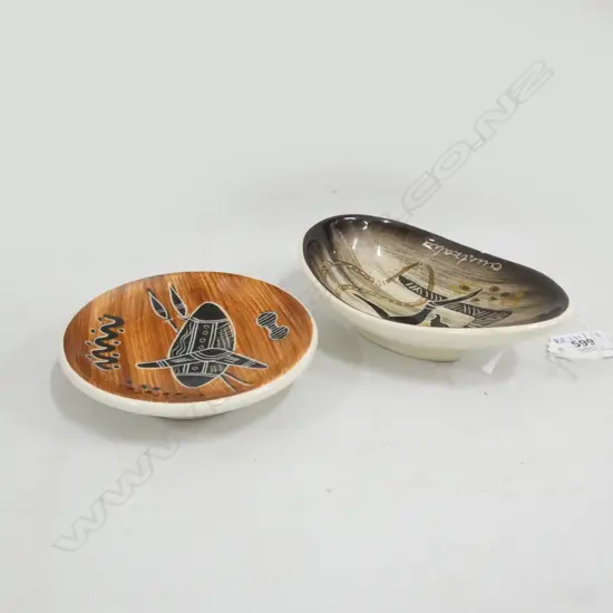 2 MARTIN BOYD STYLE DISHES; 1 LITTLE SYDNEY POTTERY AF w. RIM CHIP