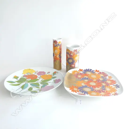 ROSENTHAL STUDIO LINE WALL PLATE ROSEMONDE NAIRAC FLOWER PLATE & 2 VASES