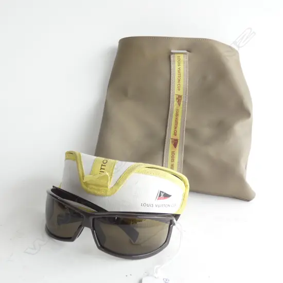 LOUIS VUITTON SUNGLASSES AND CASE FROM BERMUDA AMERICAS CUP EVENT WITH LV WRIST BAG
