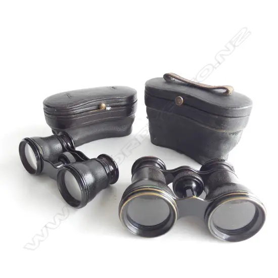 2 PAIR OF OPERA GLASSES AND MATCHING LEATHER CASE RETAILED BY W LITTLEJOHN & SONS, WELLINGTON